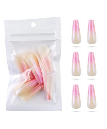 Uposao 24 pieces coffin ballerina false nails to stick on long artificial nails French fingernails nails tips acrylic art press the nail tips for women girls pink - Buy Online on GoSupps.com
