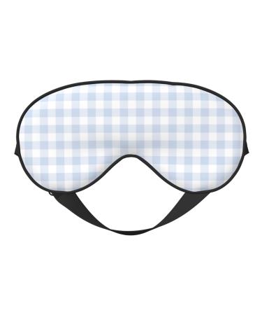 Blue Checkboard Print Sleep Eye Mask Blindfold with Elastic Strap Headband Soft Eye Cover Eyeshade for Night Sleeping Travel