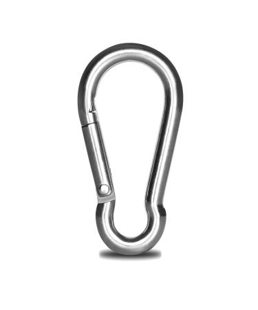 Kinklink 304 Stainless Steel Carabiner Clip, 4 inch Heavy Duty Spring Snap Hook, Caribeener Clips for Outdoor Camping, Swing Set, Hammock, Hiking Travel, Fishing, Weight Lifting Machine 4.00inch 1