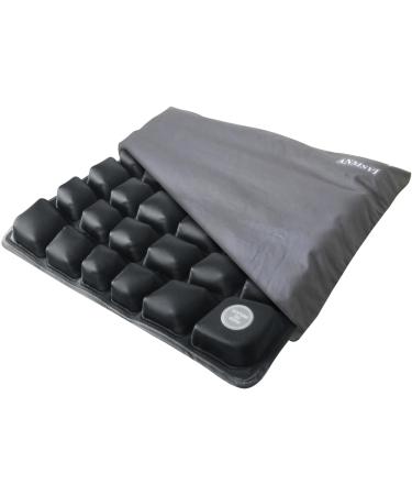 ANMSVI Air Inflatable Wheelchair Seat Cushion for Car & Office Adjustable Firmness for Coccyx - Black With Grey Cover