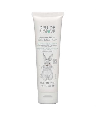 Druide Biolove Organic Baby Sun Cream SPF 30 Translucent UVA UVB Protection Nano-free Mineral Sunscreen Sensitive Skin 100g