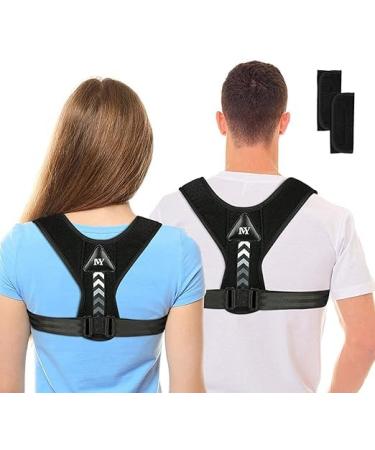 Back Straightener Posture Corrector Adjustable Brace for Upper Back Support (Black X-Large) X-Large Black