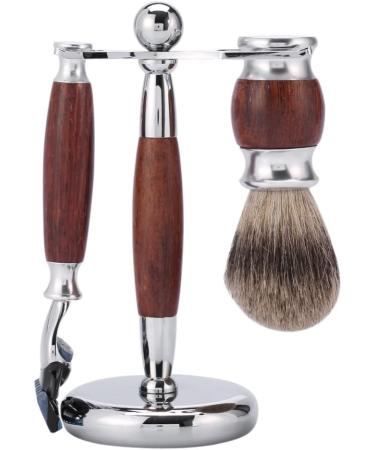 BGGIWY Men's No Steel Shaving Brush Set | Fashionable Hair Removal with Wooden Handle & Holder - 15x9cm Silver - Buy Online on GoSupps.com