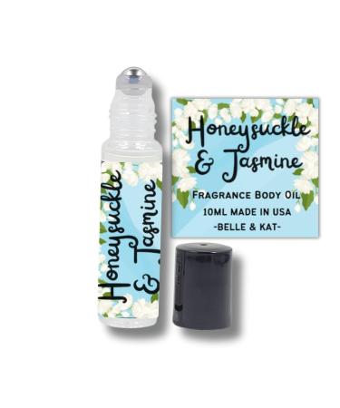 Fragrance Body Oil Roll-On Scented Honeysuckle Jasmine - 0.33 Fl Oz (10ml) for Men & Women - 100% Fragrance Oil - No Alcohol Fillers - Can Also Use as Diffuser Oil - Made in USA Honeysuckle Jasmine (Fragrance Body Oil Roll-On)