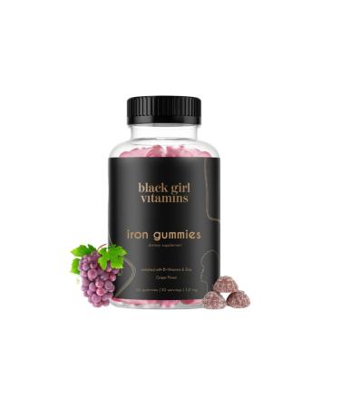 Black Girl Vitamins - Iron Gummies (20 mg) Supports Iron Deficiency & Anemia Gluten-Free Gelatin Free Made in The USA (Grape 60 Count) 30 Day Supply 60 Count (Pack of 1)