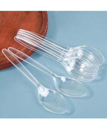 Clear Plastic Spoons 100 Pieces 7.1 Inch Reusable Plastic Spoons Transparent and Robust Cutlery Sets for Birthday Party Barbecue Party Wedding