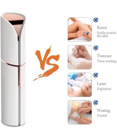 Alfaview Facial Hair Remover for Women Portable Painless Epilator Removal with Built-in LED Light Women Bikini Area Peach Fuzz Chin Upper Lip & Arms (Battery Powered) White White-Battery Powered - Buy Online on GoSupps.com