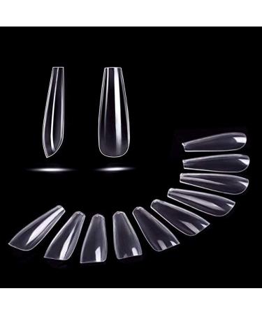 500 PCS Ballerina Fake Nails - Acrylic Artificial Nail Tips Coffin Shape Long Clear Box 10 Sizes - Buy Online on GoSupps.com