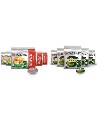 Tassimo capsules Morning Caf Filter XL 105 coffee capsules in the Big Pack 5 Series Pack (5 x 21 drinks) & capsules Jacobs Crown XL 80 Coffee capsules 5 -pack 5 x 16 drinks Morning Cafe Filter Bundle with capsules Jacobs crowning XL