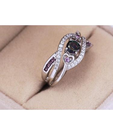 925 Sterling Silver Heart Amethyst Ring White Gold Plated with AAA Cubic Zirconia - Size 6 - Buy Online on GoSupps.com