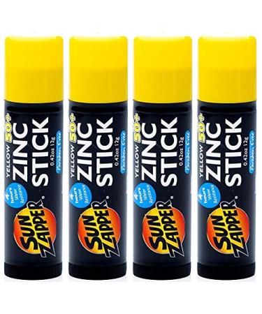 Sun Zapper Zinc Stick SPF 50+ Sunscreen (4 Pack) 0.42 oz stick - Yellow
