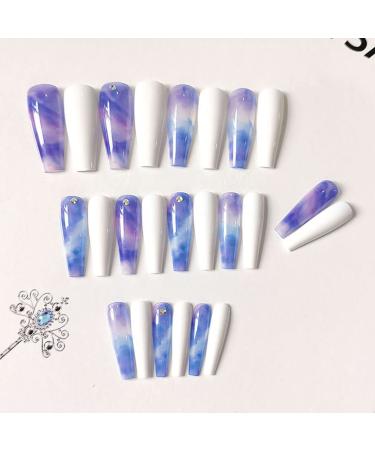 Sinlov 24pcs Coffin Fake Nails - Glossy Gradient Press On Ballerina Nails for Women & Girls (Viola) - Long Full Cover Artificial Nails - Buy Online on GoSupps.com