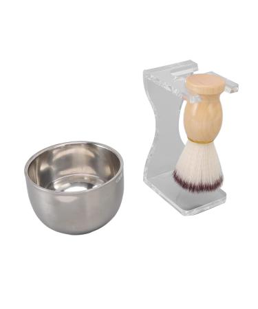 3 Piece Shaving Brush Set for Men - Acrylic Holder Bubble Cup & Nylon Bristles | Premium Grooming Kit - Buy Online on GoSupps.com