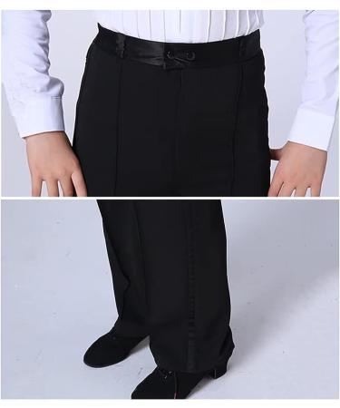 Libaobaoyo Boys Black Latin Ballroom Dance Pants - Elastic Waist Performance Costume for Kids, Size 12-13 Years - Buy Online on GoSupps.com
