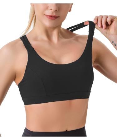 RUNNING GIRL Women's Sports Bra - High Support Medium-High with Criss-Cross Back, Padded Workout Top - Black, Large - Buy Online on GoSupps.com