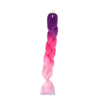 Minkissy long jumbo braids High temperature box braid hair braid color gradient synthetic braid wig with ponytail hair extension (purple red light pink)