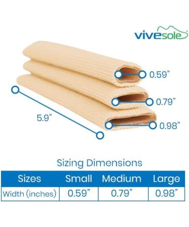 ViveSole Toe Sleeve Protector Tubes with Gel Lining - 6 Pack for Bunion, Hammer Toe, Callus Corn, Blister - Large Size - Buy Online on GoSupps.com