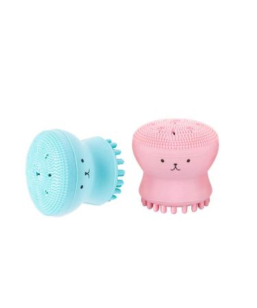 WOIWO 2 PCS Manual Small Octopus Jellyfish Silicone Face Brush Baby Shampoo Brush Silica Gel Facial Cleanser Multifunctional Silica Gel Facial Cleanser