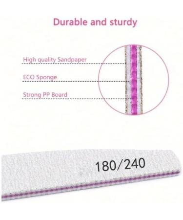 Professional Nail Files Double Sided Emery Board for Nails 180/240 Grit Coarse Washable Nail Files for Acrylic Nails & Natural Nails 5 Pack Fine Grit Nail File - Buy Online on GoSupps.com