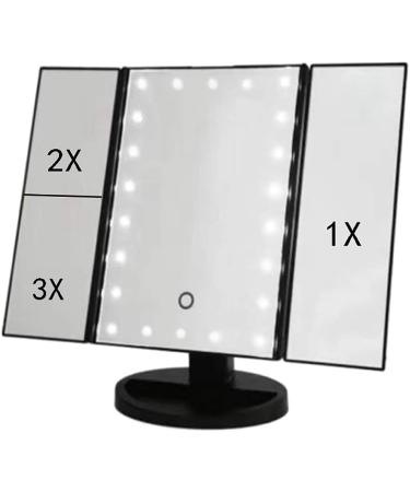 Beifenl Trifold Portable LED Foldable Mirror USB Desktop Beauty Mirror Smart Contact - Black - Buy Online on GoSupps.com