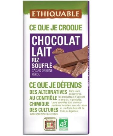 Ethiquable - Milk Chocolate Bar with Puffed Rice Peru 100G - Pack of 3 - Buy Online on GoSupps.com