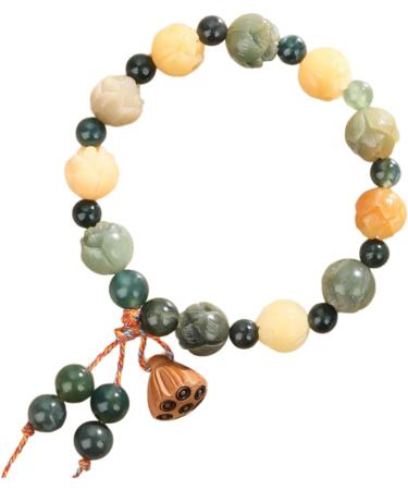 Oralgo Lotuses Bodhi Hand Chain | Unique Flower Pen Jewelry for Happiness & Wealth | Adjustable Ethnic Agate Style Bracelet - Buy Online on GoSupps.com