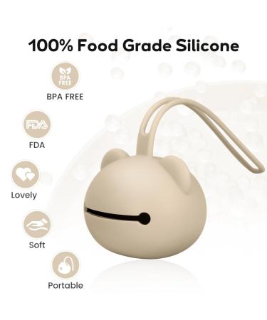 Airfish BPA-Free Silicone Pacifier Box - Baby Bear Travel Storage Case & Holder in Beige - Buy Online on GoSupps.com