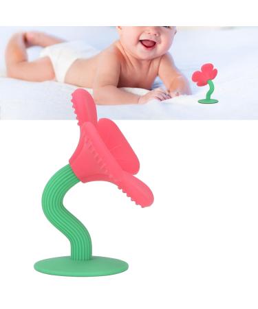 Baby Teething Toy - Silicone Flower Shape Chew Toy & Pacifier for 0-6 Months - Washable Peony Red - Buy Online on GoSupps.com