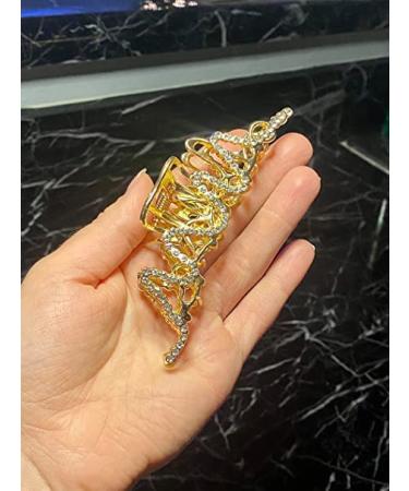 Dark Horse Beauty 2-Piece Large Metal Hair Claw Set for Medium to Thick Hair - Rhinestone Hair Clip in Silver & Gold Combo - Buy Online on GoSupps.com