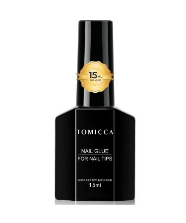 TOMICCA Gel Nail Glue - 4 in 1 Super Strong Nail Glue for Acrylic-Nails, Soft Gel Nail Tips and Press On Nails (Curing Needed), Convenient and Fast, Long Lasting and Easy to Use 15ml 15ml Gel Nail Glue