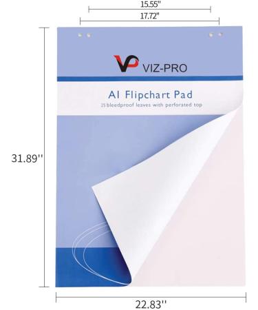 VIZ-PRO A1 Flipchart Paper Pad 23x32 Inches - 25 Sheets - Standard Easel Pad - Buy Online on GoSupps.com