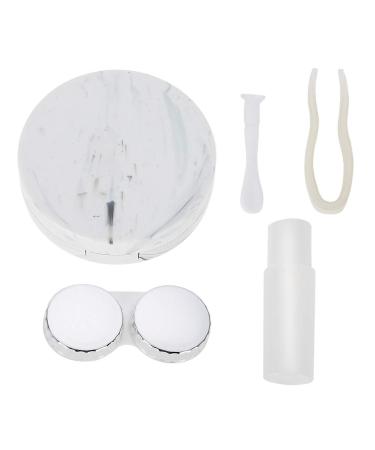 Portable Lens Case 4 Colors Soaking Lenses Case with Mirror Plastic Marble Pattern Eye Care Kit Container(#1)