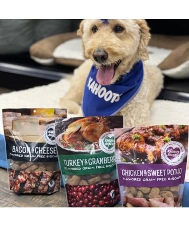 KAHOOTS Grain Free Bacon & Cheese Dog Biscuits | Premium All-Natural Small Batch Bacon & Cheese Treats (1lb) - Buy Online on GoSupps.com