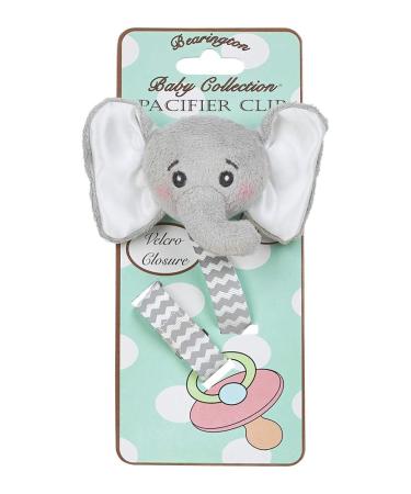 Bearington Baby Lil Spout Plush Gray Elephant Pacifier Holder with Satin Leash and Clip - Buy Online on GoSupps.com