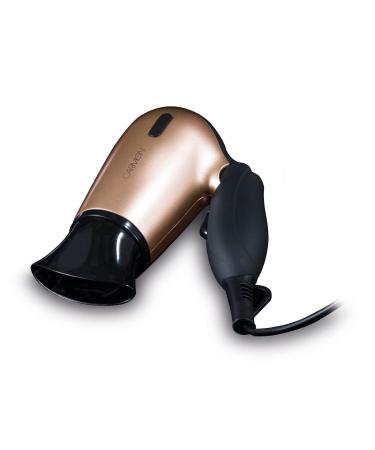 Carmen C80020 Noir Travel Hair Dryer with Concentrator Nozzle Travel Bag 1200 W Black and Rose Gold