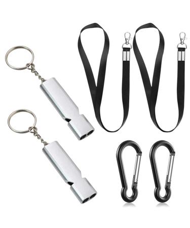 Liaogo 2PCS Emergency Whistles,Double Tube Survival Whistle with Carabiner and Lanyard Outdoor Loudest Emergency Whistle
