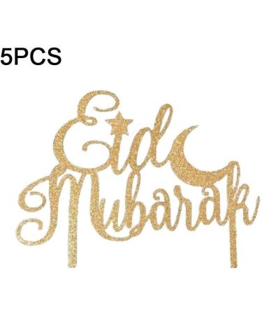 Eid Mubarak Cake Toppers Gold Glitter Ramadan Cupcake Topper Eid -fitr Dessert Decor for Islam Muslim Eid Party Supplies Style 1 - Buy Online on GoSupps.com
