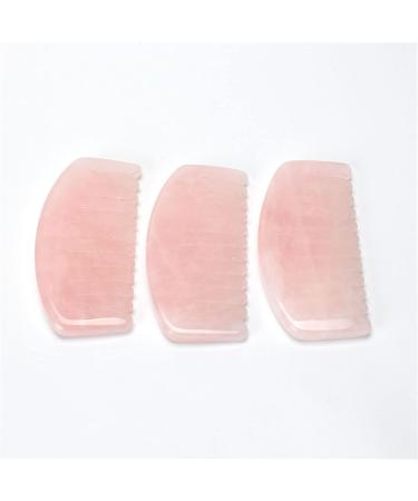 Jade Hair Massager Comb Rose Quartz GuaSha Tool Stone Acupuncture Board Release Head Pressure 1Pcs Rose Red - Buy Online on GoSupps.com
