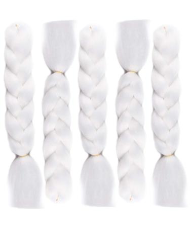 White Kanekalon Box Braids Hair Extensions - Glowing & Shining Jumbo Braids - Fluorescent Light in Darkness - 5pcs - Buy Online on GoSupps.com