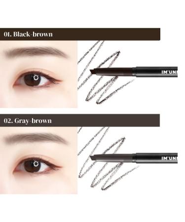 IM UNNY Eyebrow Pencil (Black-brown) - Waterproof, Ultra-Triangle Tip for Hair-like Strokes, Longwearing & Soft | Korean Makeup - Buy Online on GoSupps.com