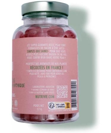 Super-Gummies Belle Peau - With Hyaluronic Acid & Nettle - Promotes Sharper Skin - 100% French & Organic Plants - 1 Month Cure - 60 gummies - Made in France Nutrivie - Buy Online on GoSupps.com