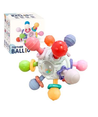 Teething Toys for Baby Baby Rattle Teething Ball Toys Soft Silicone Sensory Teether Balls Colorful Teething Balls Grasping Activities Baby Toys for 0-6-12-18 Months Girls Boys Gifts
