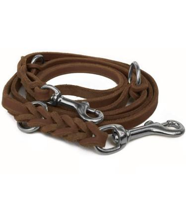 Fat leather Gleile Glein 3-way adjustable leather line braided for dogs 96 models to choose from (3m x 15mm brown chrome hook) 3m x 15mm brown chrome hooks
