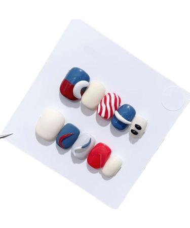 Handmade Long and Short Nail Patches for Artificial Nail Enhancement(Color:19538 Size:XS)