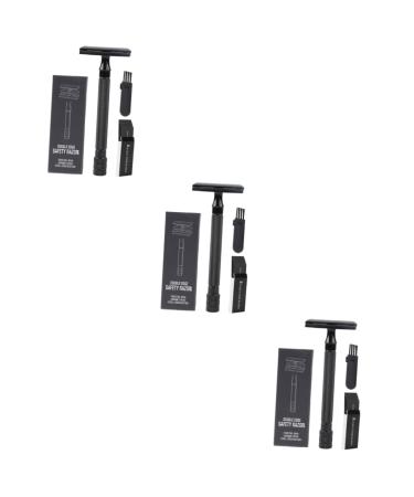 Minkissy 3 sets manual razor reusable razor edge razor shaver razor old razor nose hair trimmer razor bare razor rim metal stainless steel blade man man