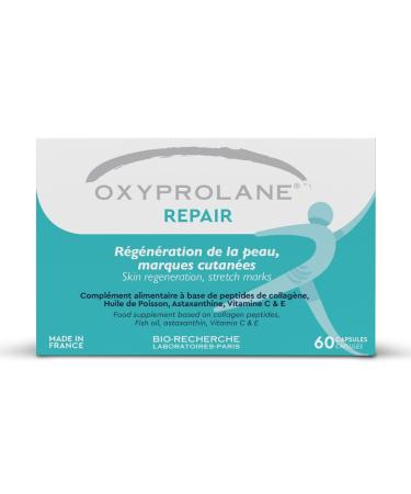 Oxyprolane Repair Compl ment Alimentaire Anti-Vergetures | Peau lastique & R g n r e | Peptides de Collag ne Astaxanthine Vitamine C & E | 60 G lules | Beaut & Soin de la Peau