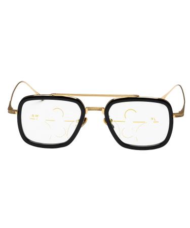 NYASAA Progressive Multifocal Reading Glasses for Men Metal Square Frame Blue Light Blocking Eyeglasses 3.50x Black