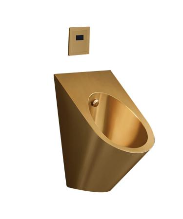 Men's Commercial Flushing Urinal Wall-Mounted Stainless Steel Urinal Vertical Toilet High-Efficiency Flushing Urinal for Commercial Public Toilets Gold-urinalplussensor urinalplussensor Gold