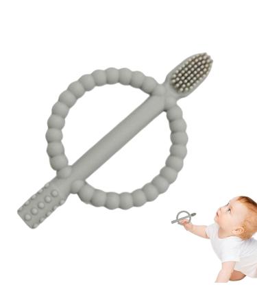 Yemyap Gray 360-Degree Children's Training Toothbrush | Silicone Bite Ring & Gum Massager for 6-12 Months - Buy Online on GoSupps.com