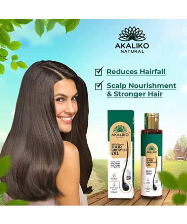 AKALIKO NATURAL Hair Growth Oil for Hair Fall Control & Regrowth | 5 Natural Ingredients - Black Cumins, Avla, Coconut, Almonds & Curry Leaves | 120ml - Buy Online on GoSupps.com